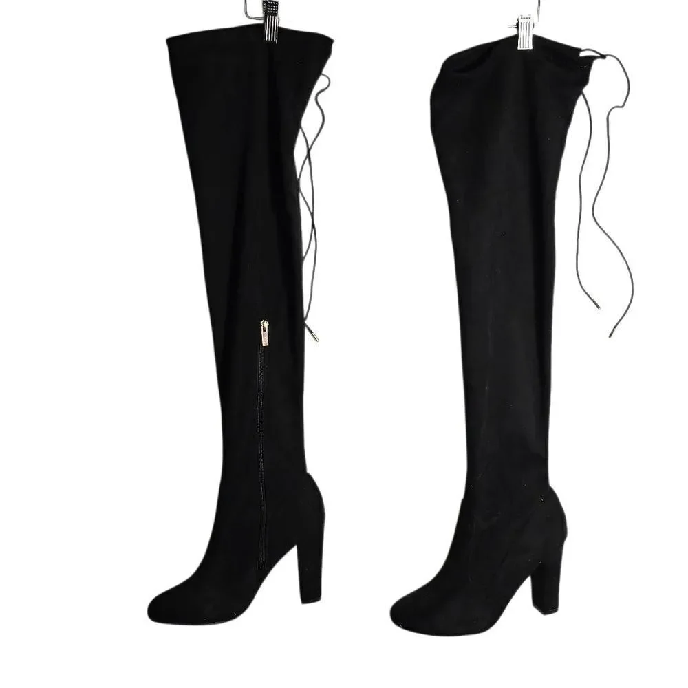 Journee Maya Block Heel Black Over The Knee Boots